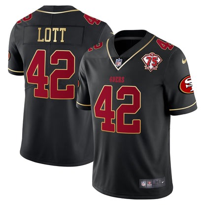 Men's 49ers 75th Anniversary Patch Vapor Gold Trim Jersey V2 - All Stitched