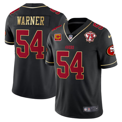 Men's 49ers 75th Anniversary Patch Vapor Gold Trim Jersey V2 - All Stitched