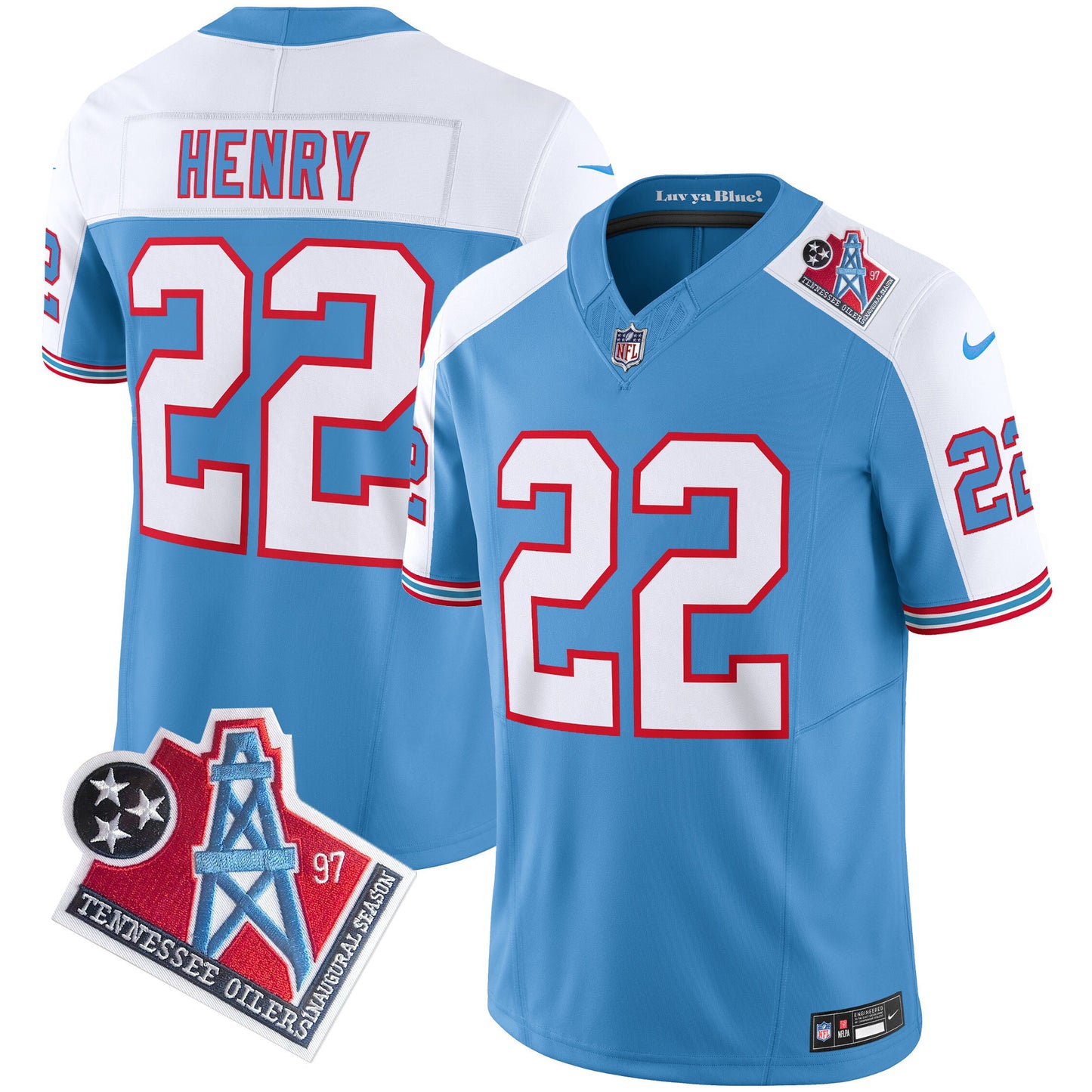 Men's Titans 1997 Throwback Limited Vapor Jersey V2 - All Stitched