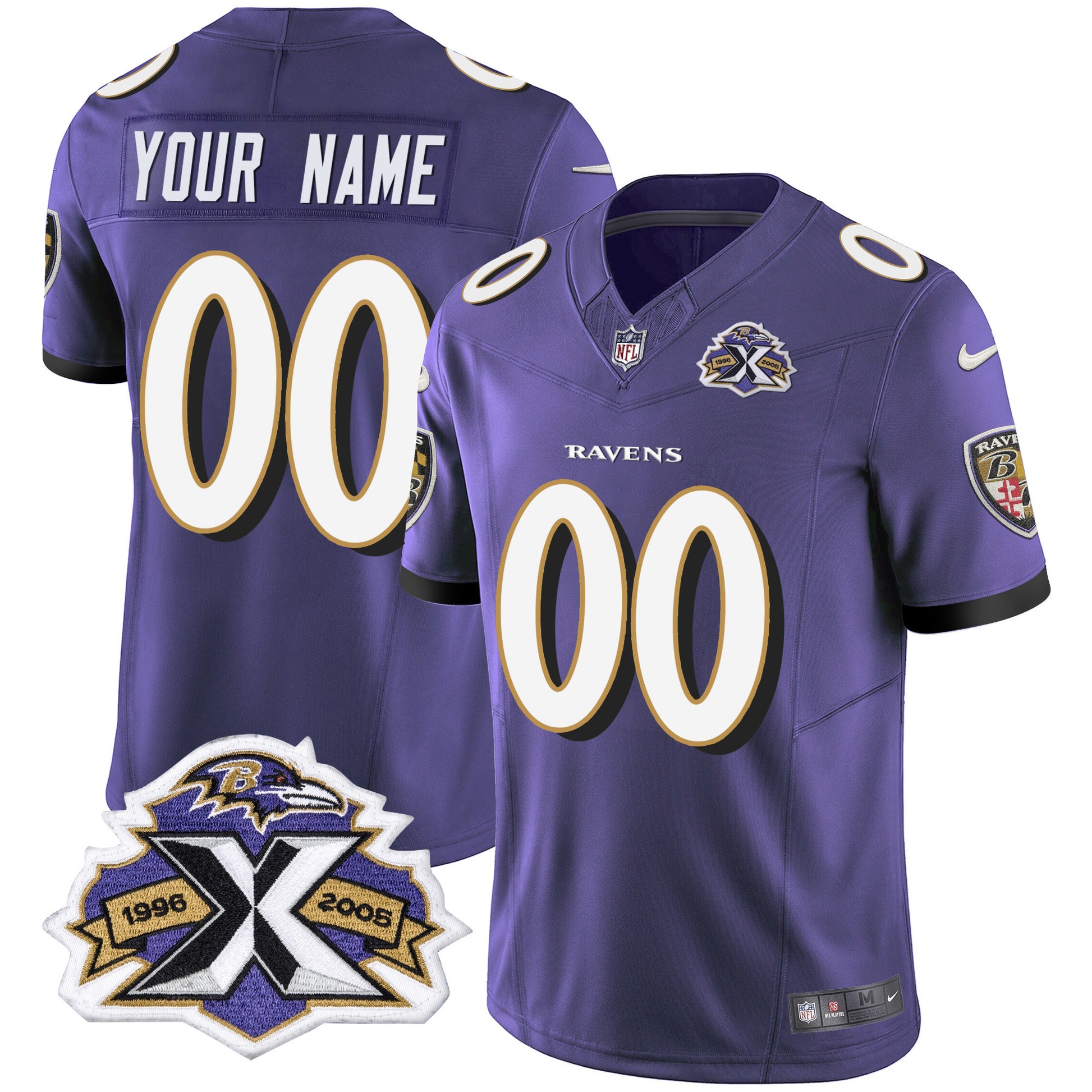 Ravens 2005 Throwback Vapor Limited Custom Jersey - All Stitched