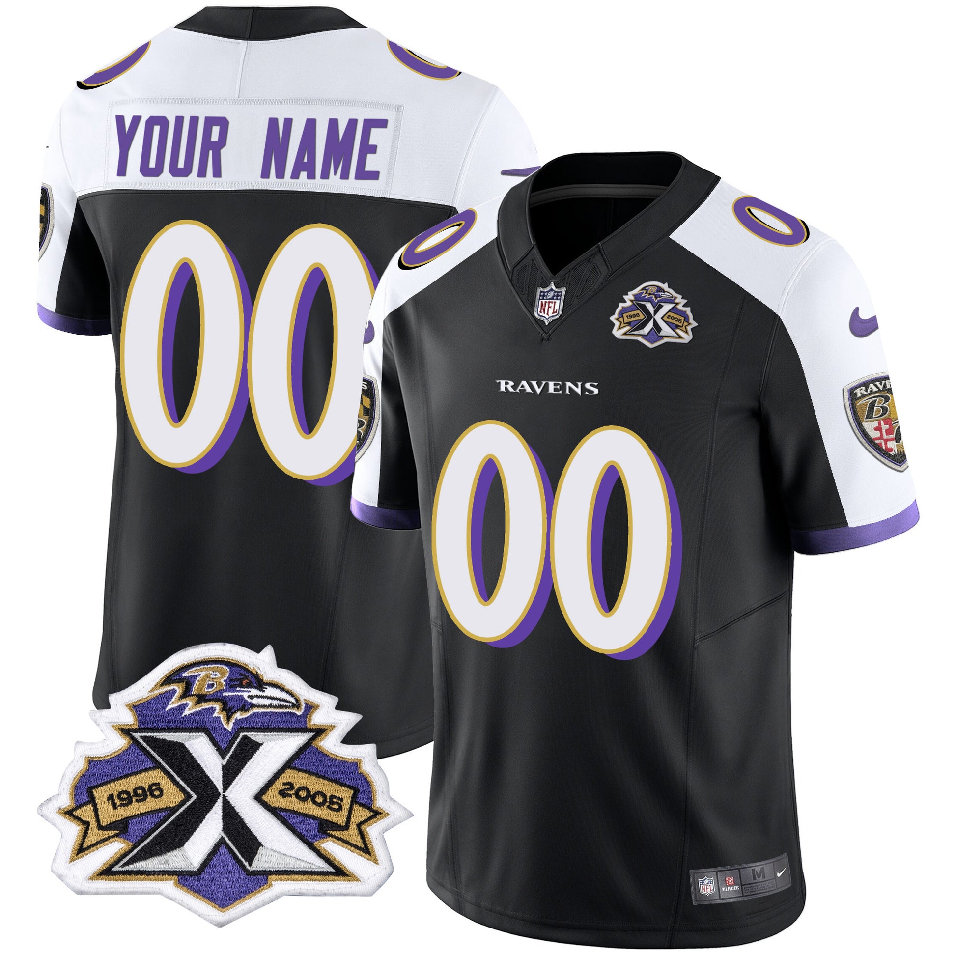 Ravens 2005 Throwback Vapor Limited Custom Jersey - All Stitched