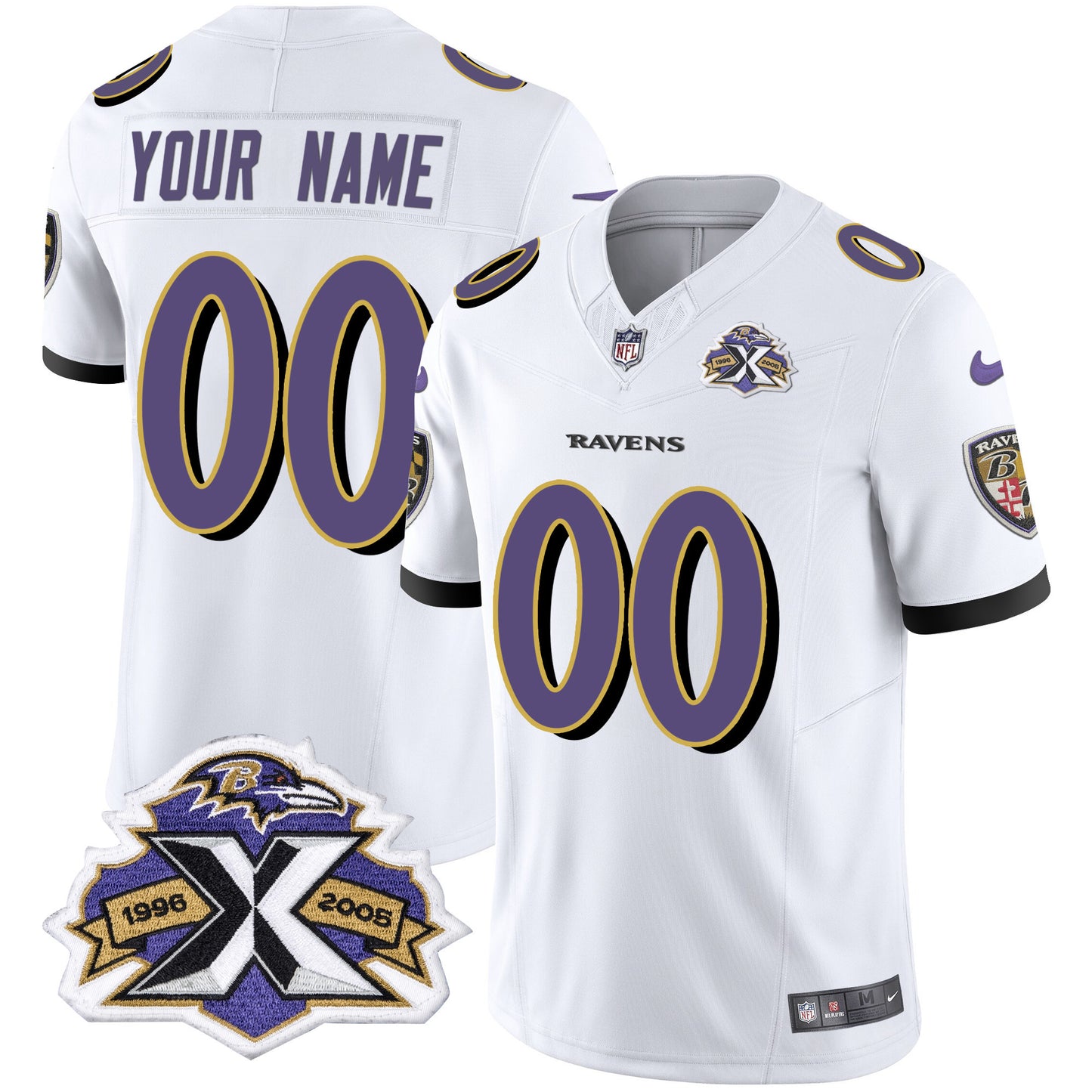 Ravens 2005 Throwback Vapor Limited Custom Jersey - All Stitched