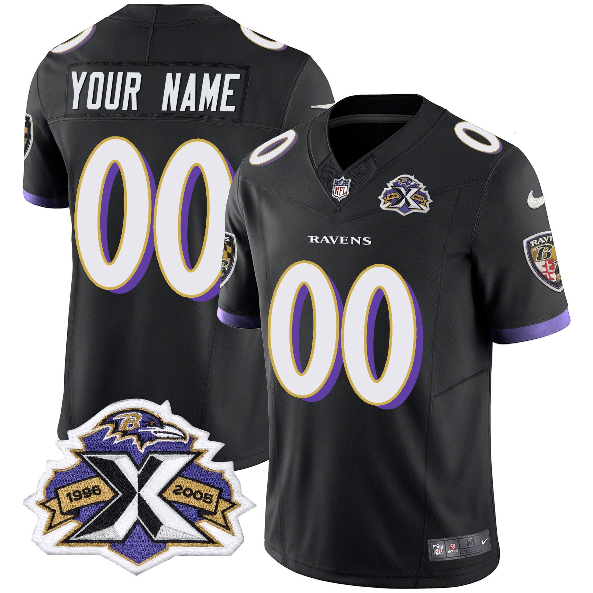 Ravens 2005 Throwback Vapor Limited Custom Jersey - All Stitched