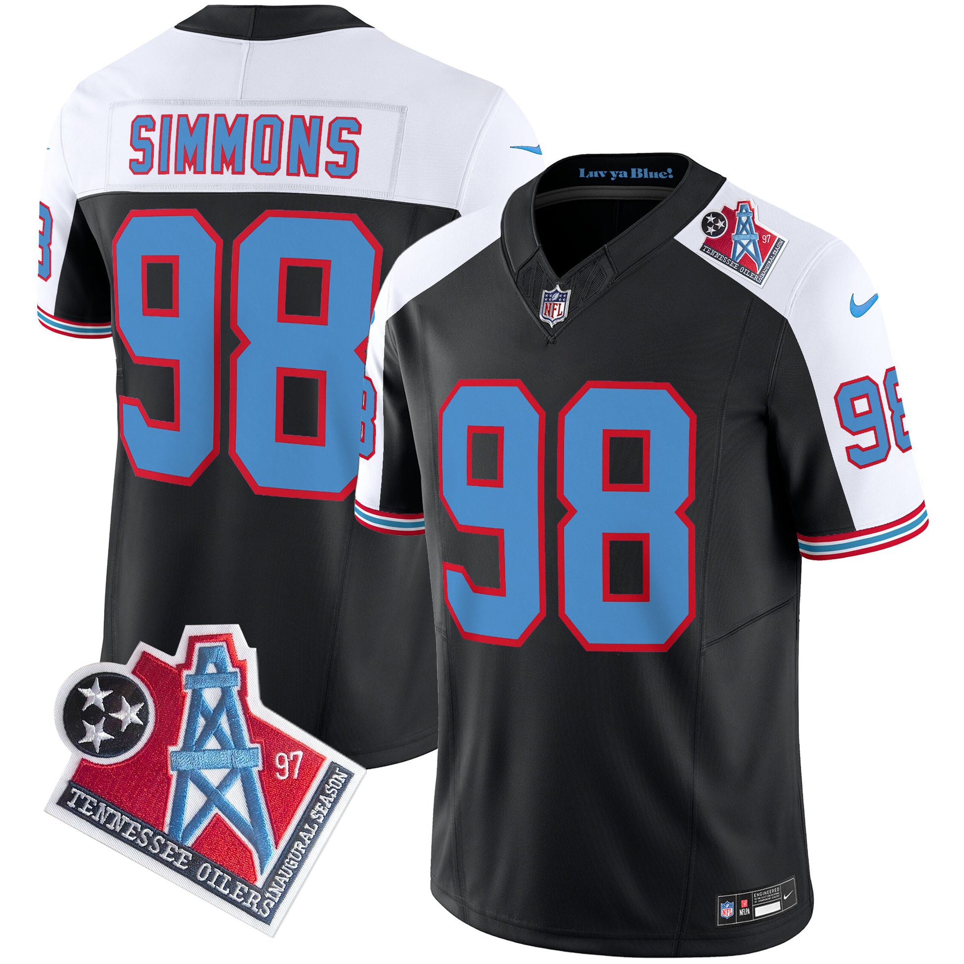 Men's Titans 1997 Throwback Limited Vapor Jersey V2 - All Stitched