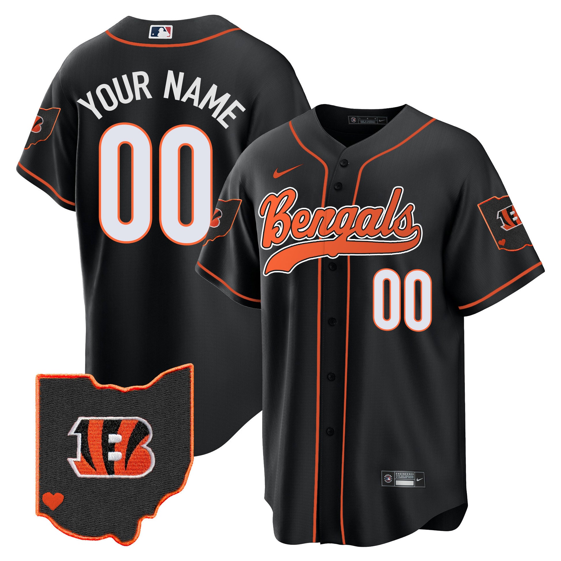Bengals Ohio Patch Baseball Custom Jersey - All Stitched