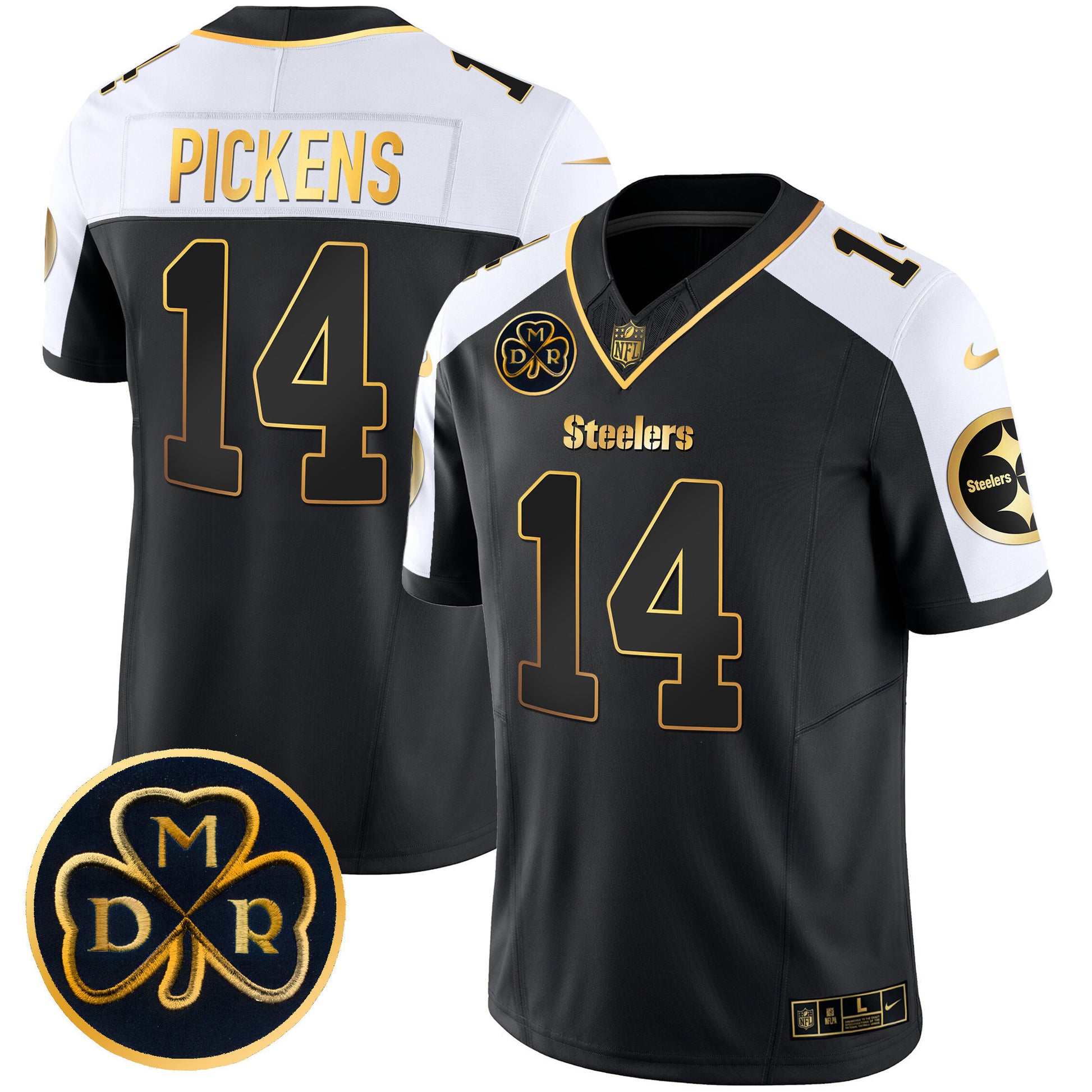 Men's Steelers DMR Patch Gold Vapor Limited Jersey - All Stitched