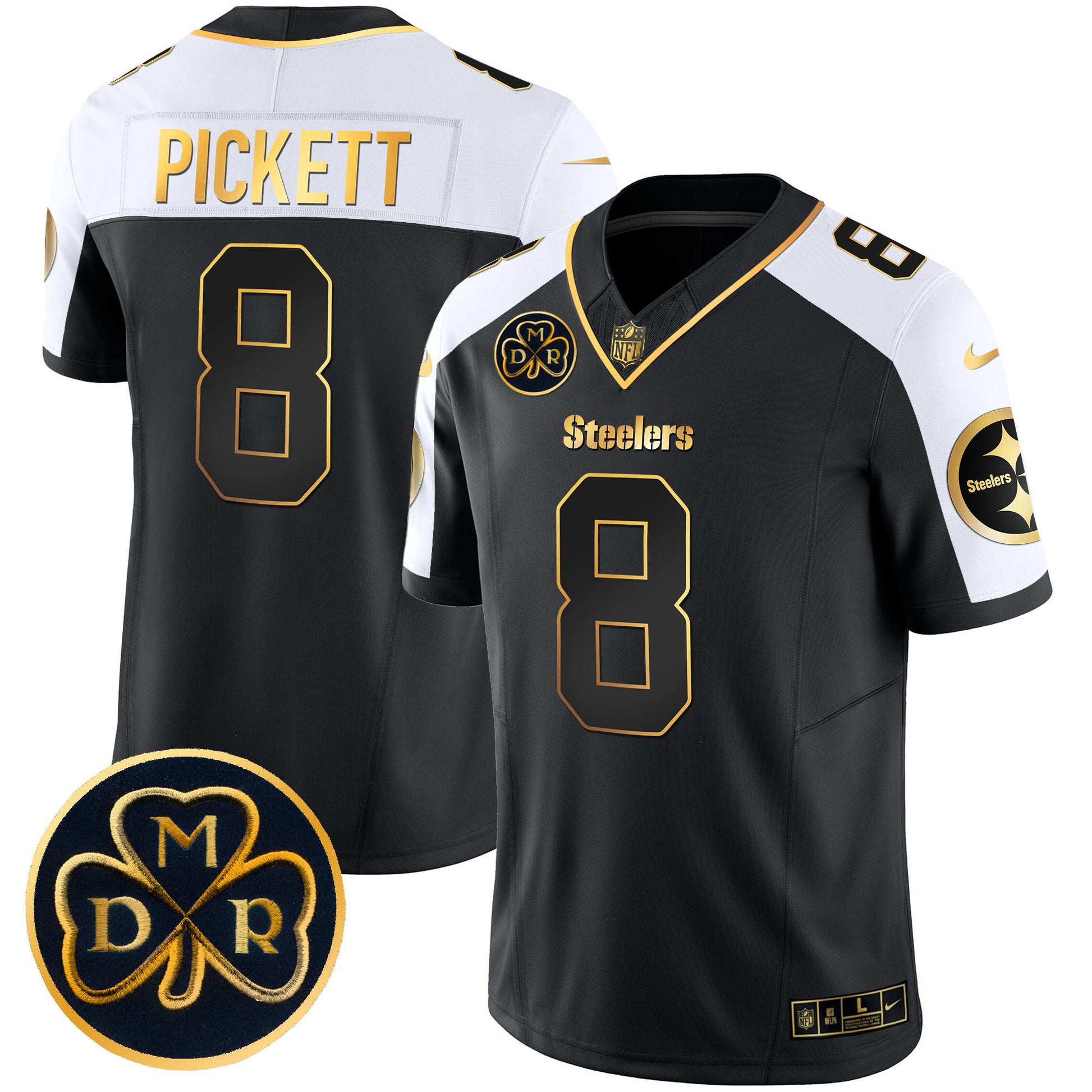 Men's Steelers DMR Patch Gold Vapor Limited Jersey - All Stitched