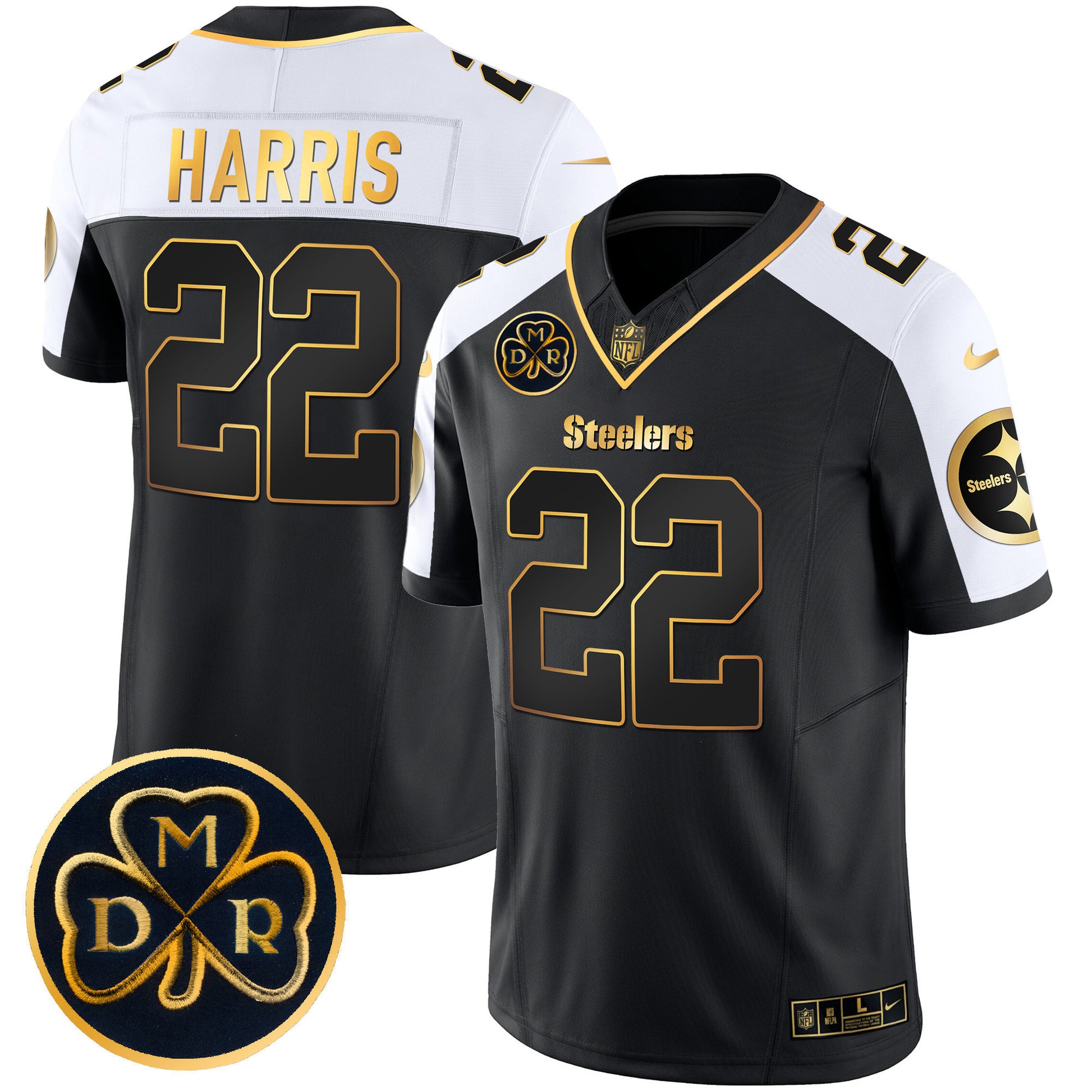 Men's Steelers DMR Patch Gold Vapor Limited Jersey - All Stitched