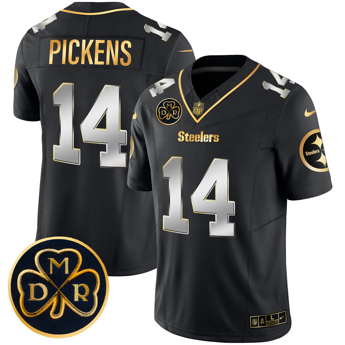 Men's Steelers DMR Patch Gold Vapor Limited Jersey - All Stitched