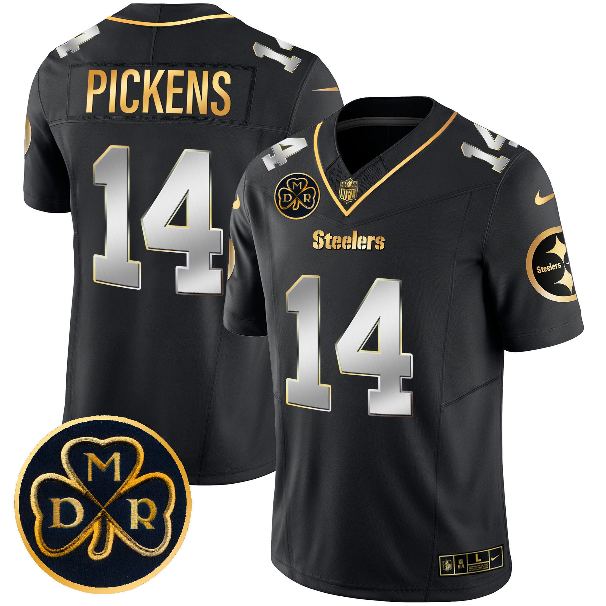 Men's Steelers DMR Patch Gold Vapor Limited Jersey - All Stitched