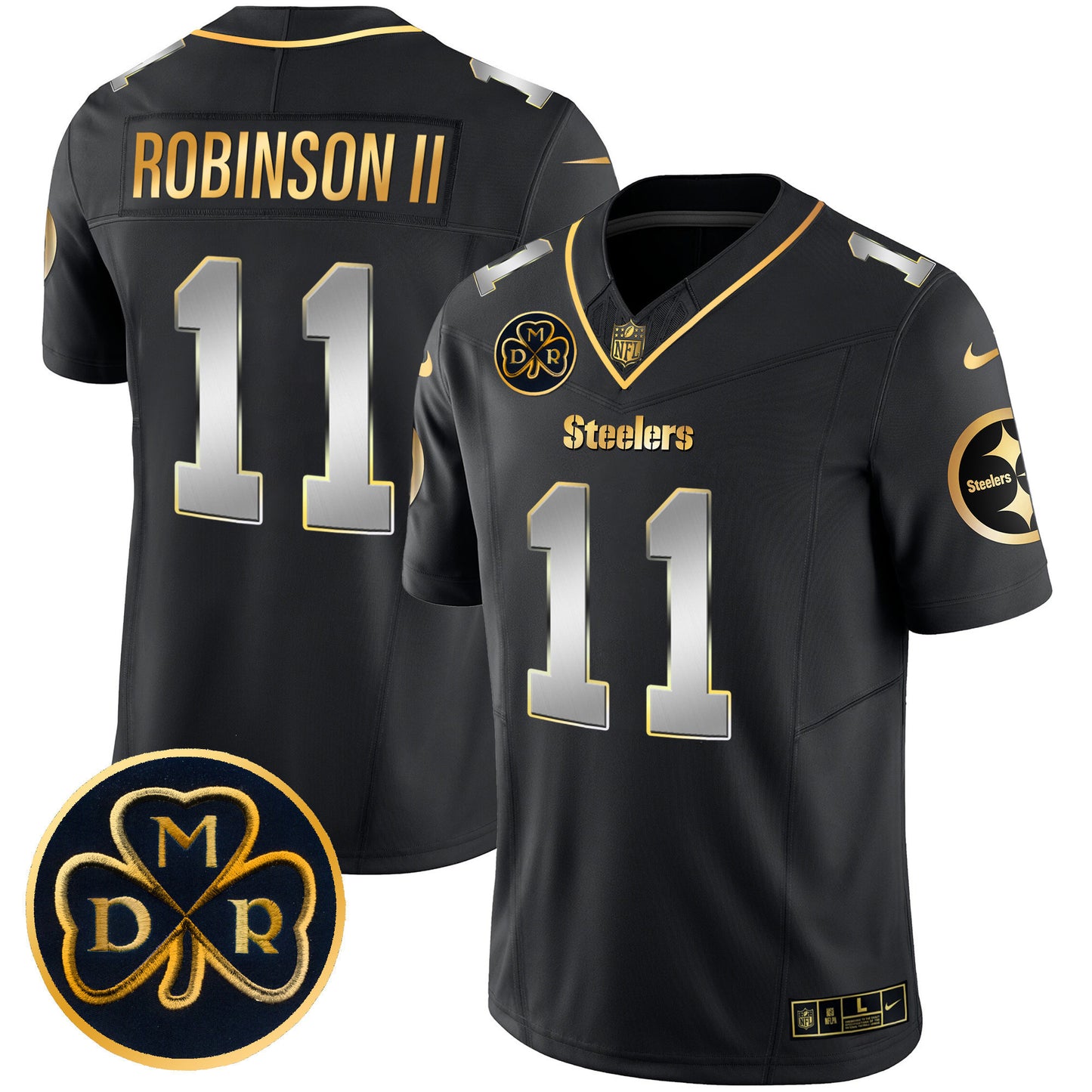 Men's Steelers DMR Patch Gold Vapor Limited Jersey - All Stitched