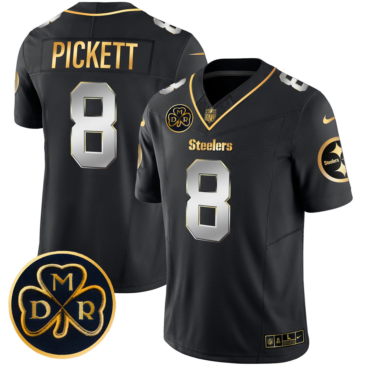 Men's Steelers DMR Patch Gold Vapor Limited Jersey - All Stitched