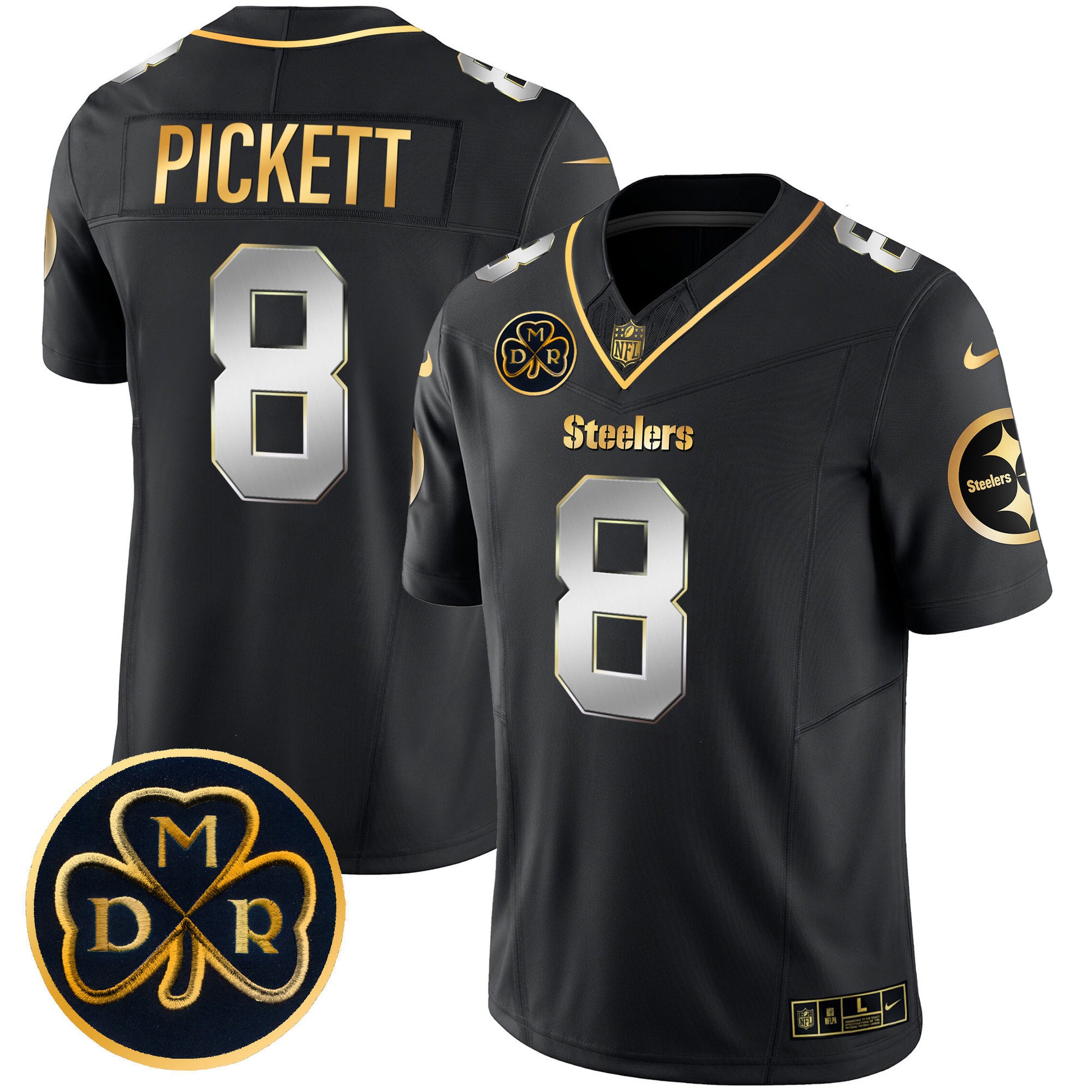 Men's Steelers DMR Patch Gold Vapor Limited Jersey - All Stitched