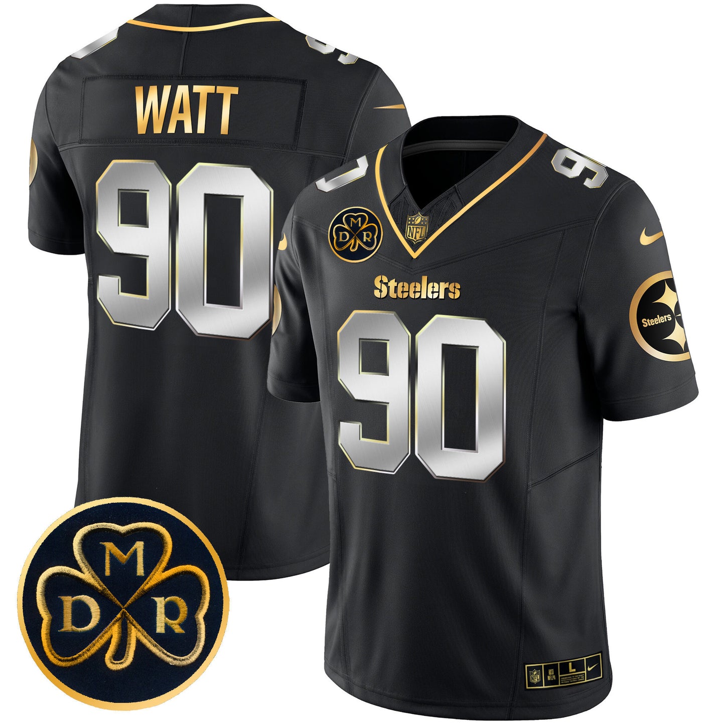 Men's Steelers DMR Patch Gold Vapor Limited Jersey - All Stitched