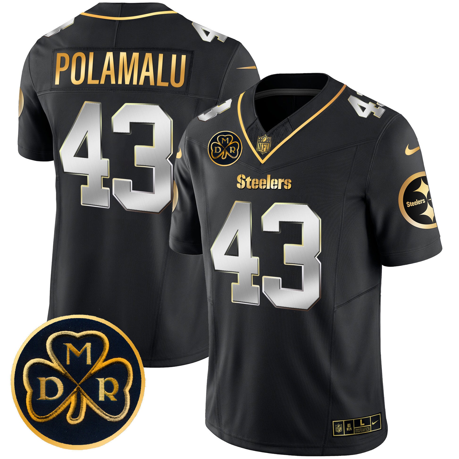 Men's Steelers DMR Patch Gold Vapor Limited Jersey - All Stitched