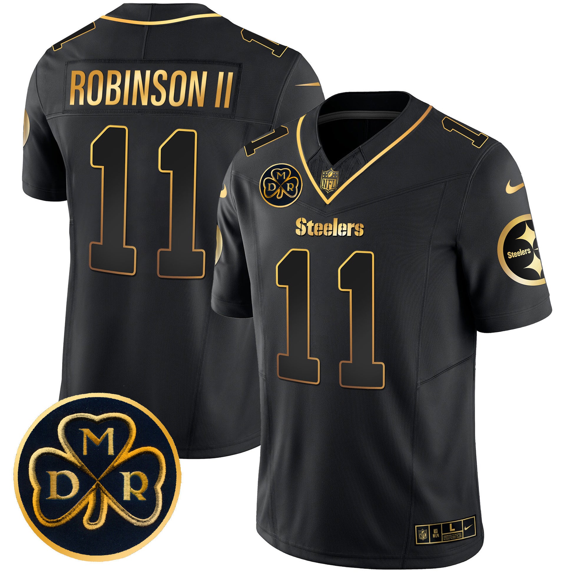 Men's Steelers DMR Patch Gold Vapor Limited Jersey - All Stitched