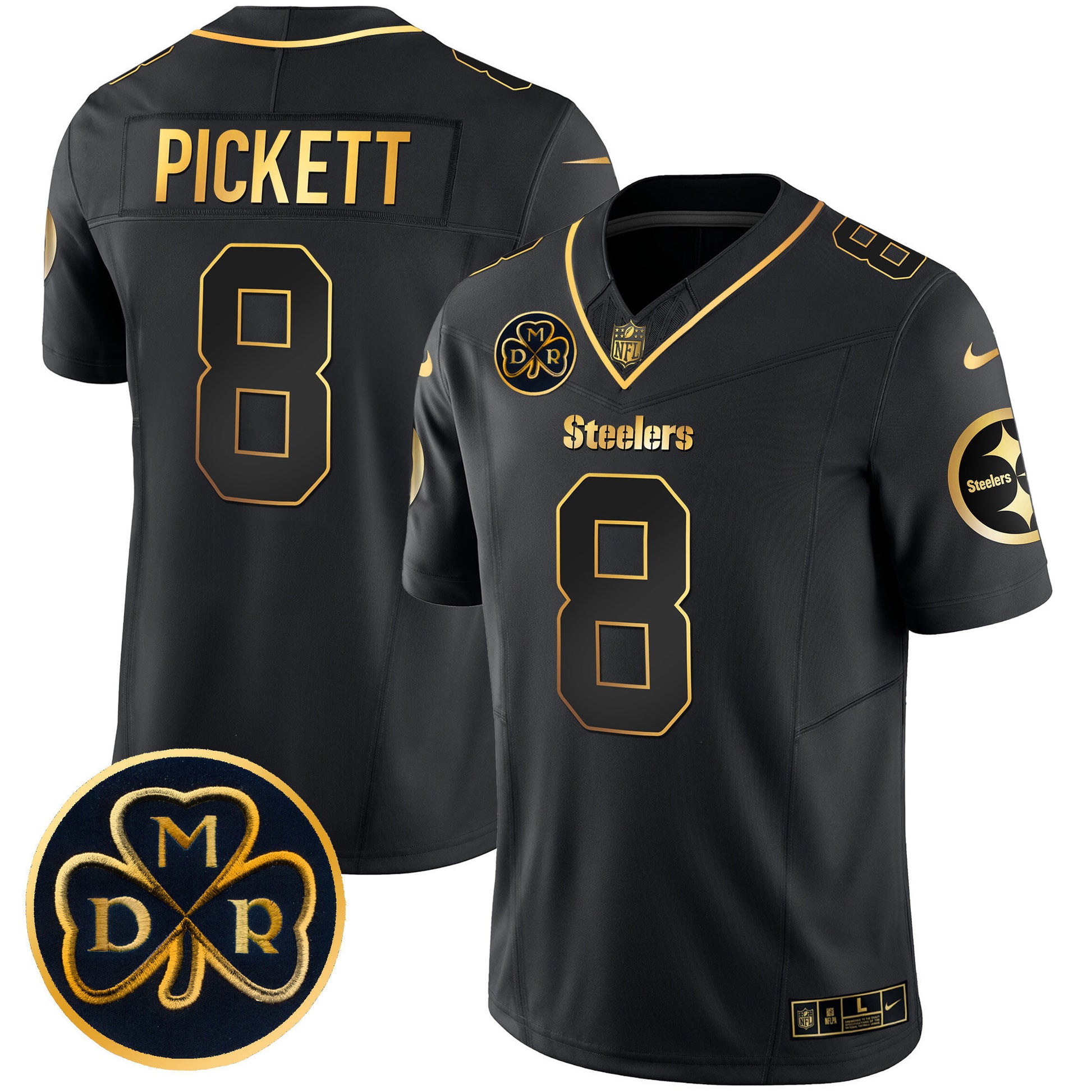 Men's Steelers DMR Patch Gold Vapor Limited Jersey - All Stitched