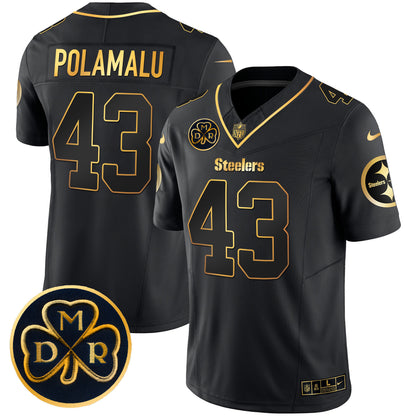 Men's Steelers DMR Patch Gold Vapor Limited Jersey - All Stitched