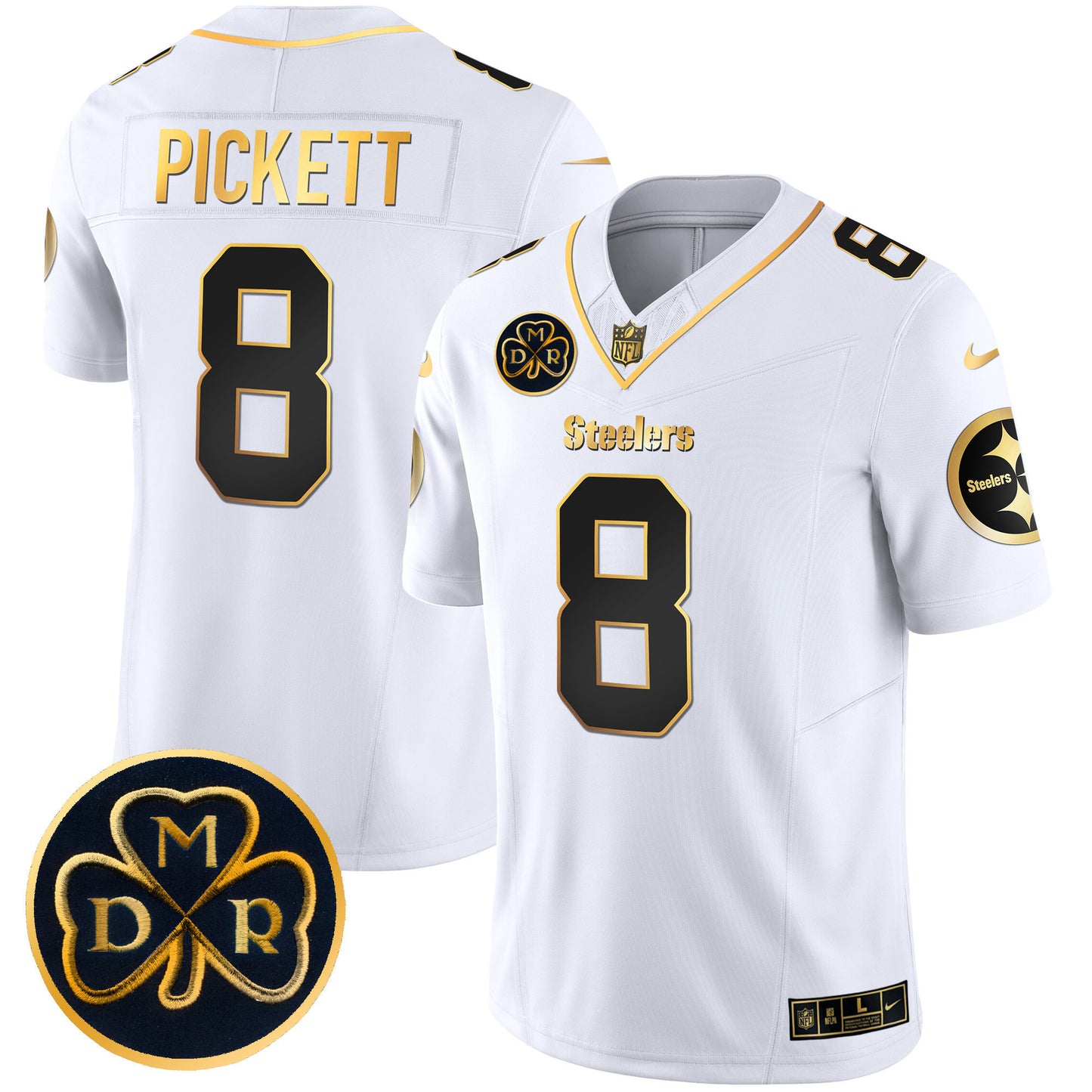 Men's Steelers DMR Patch Gold Vapor Limited Jersey - All Stitched