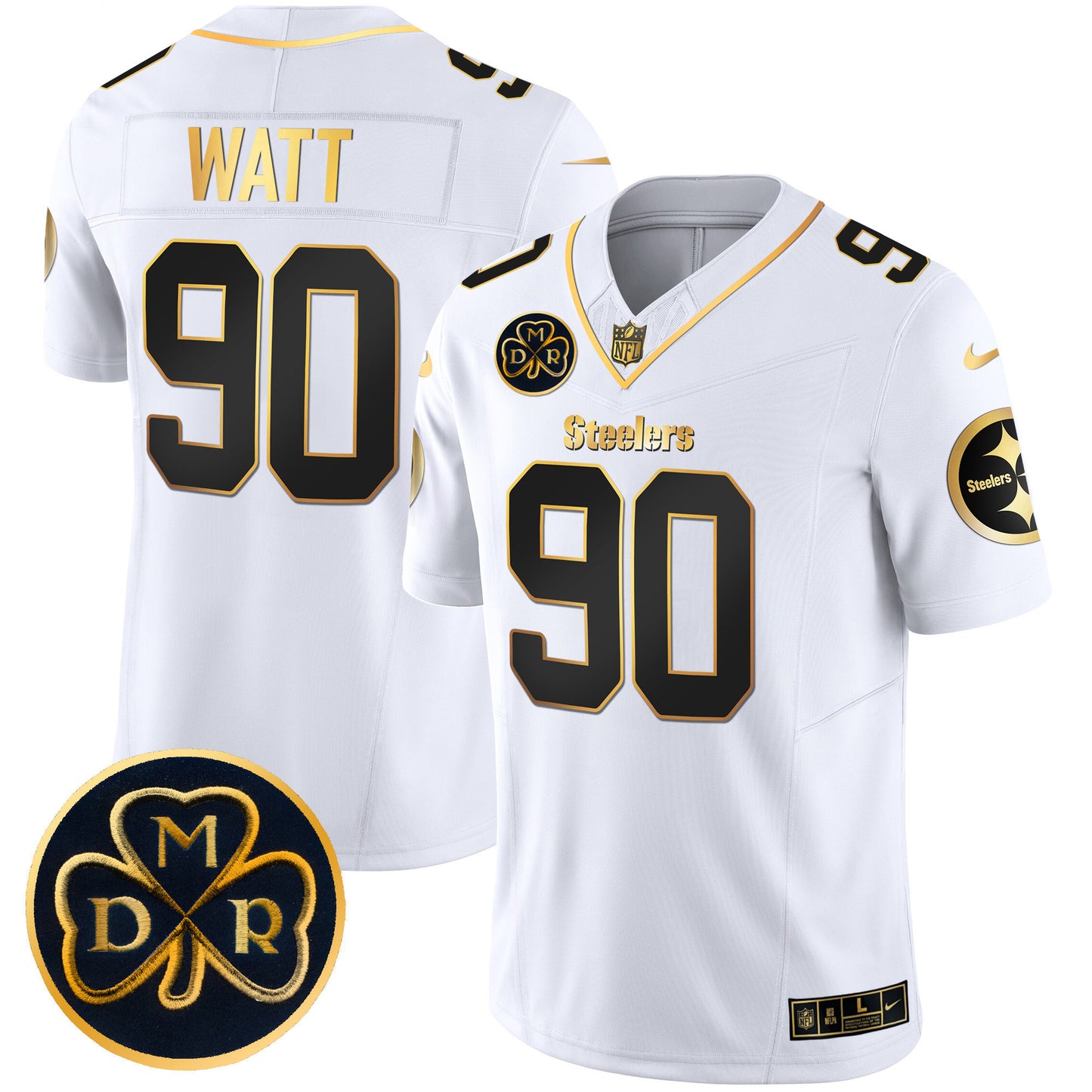 Men's Steelers DMR Patch Gold Vapor Limited Jersey - All Stitched