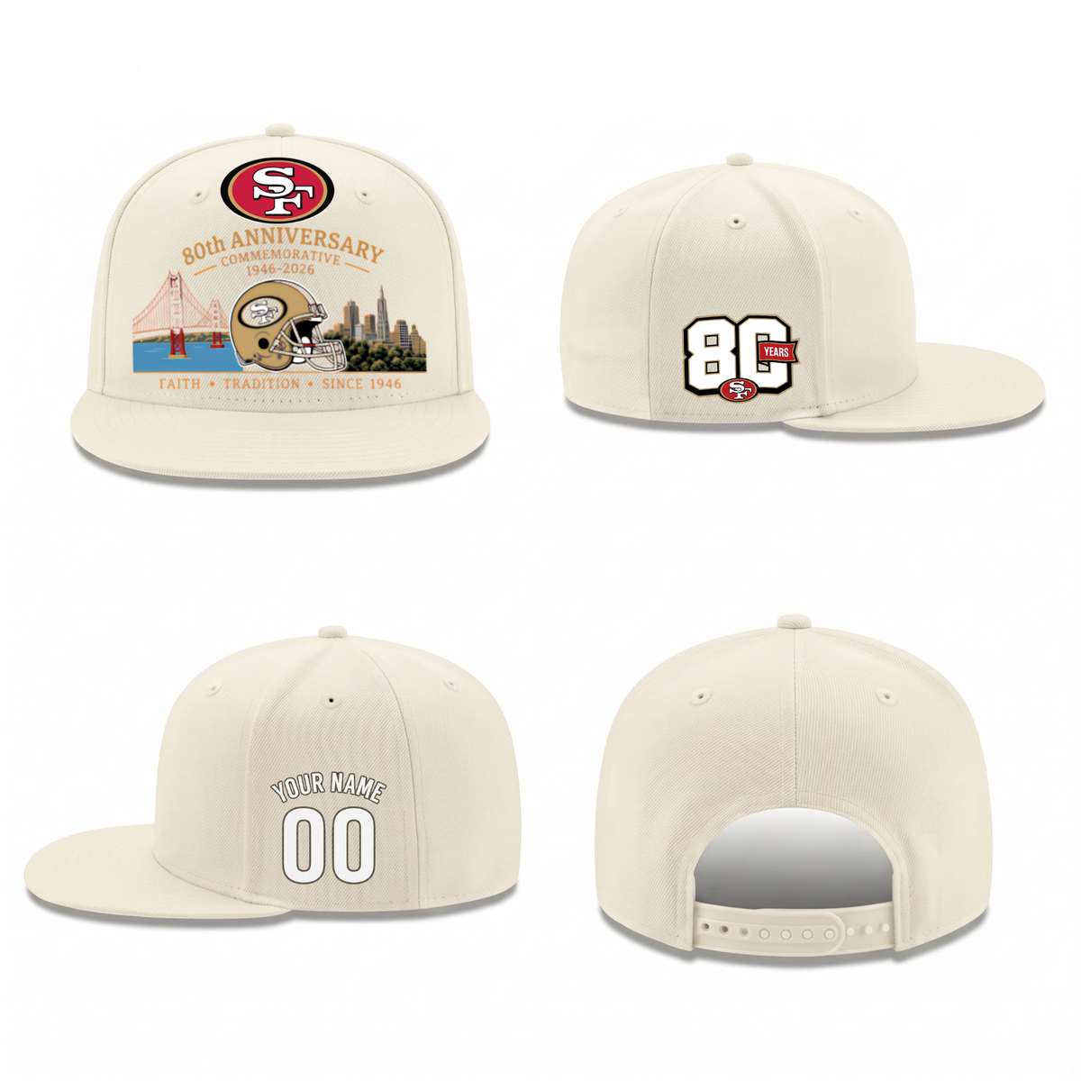 SF 80th Anniversary Personalized Snapback Cap - Printed V2