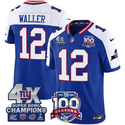 NYG 4X Champions & 100th Season Patch Vapor Limited Jersey - Stitched
