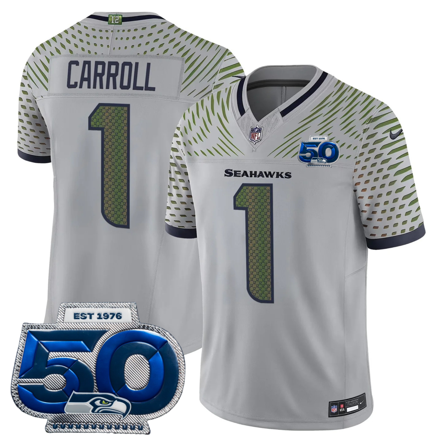 Seattle Seahawks 2025 "Rivalries" 50th Season Patch Vapor Limited Jersey - All Stitched