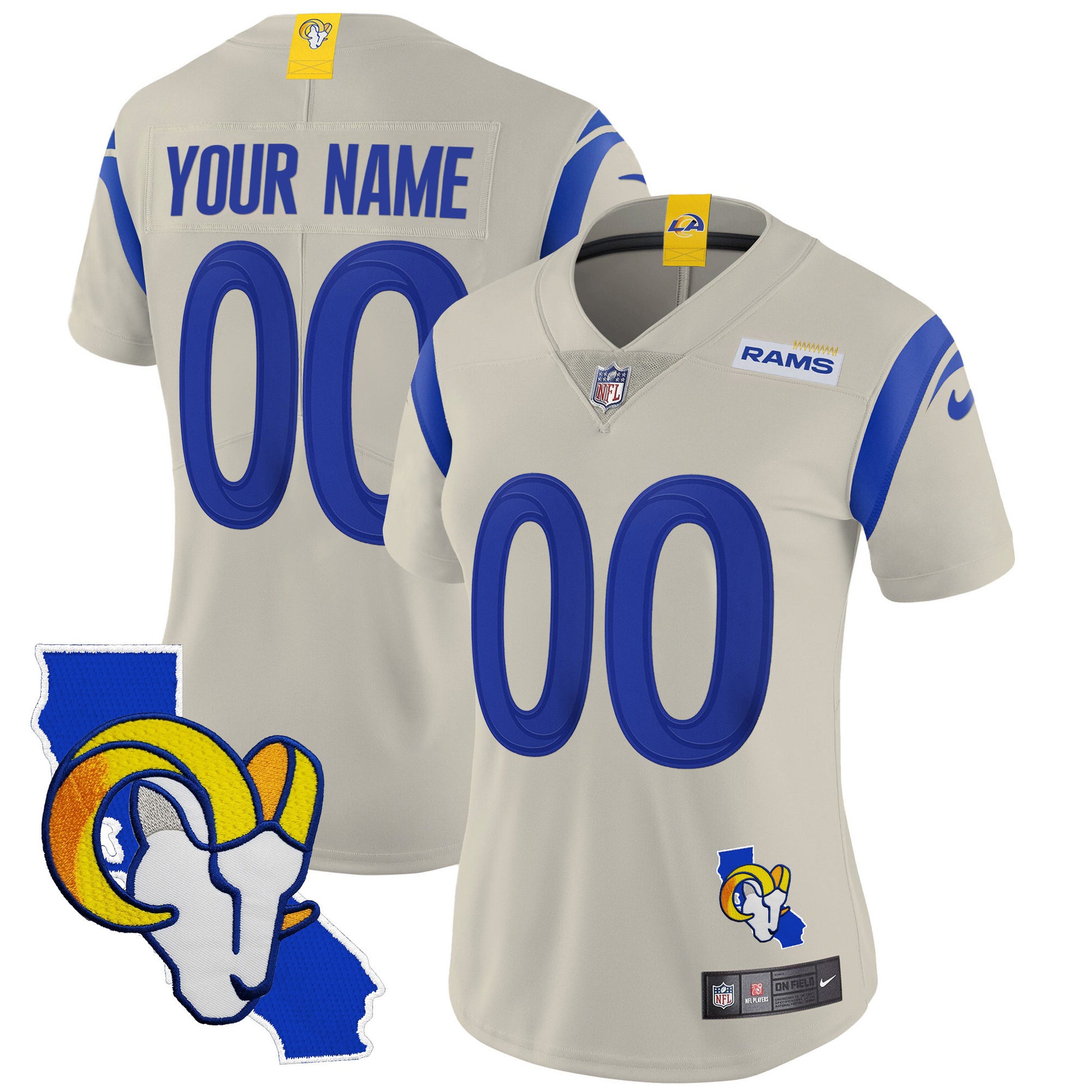 Rams California Patch Vapor Limited Custom Jersey - All Stitched