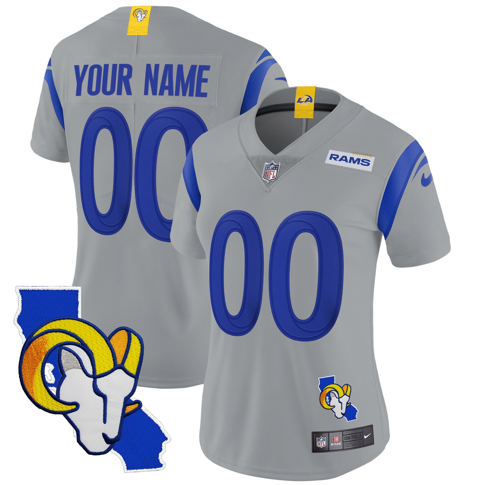 Rams California Patch Vapor Limited Custom Jersey - All Stitched