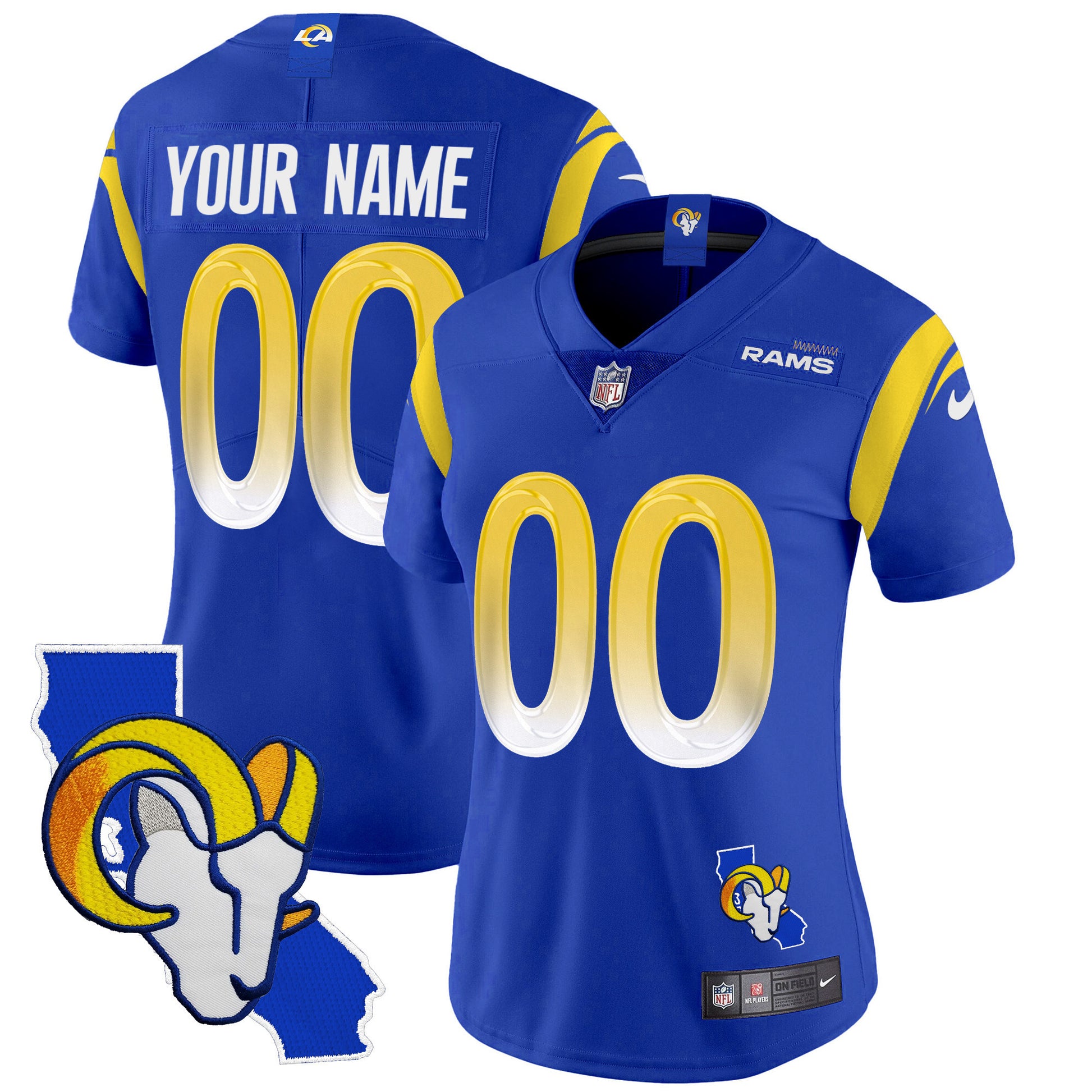 Rams California Patch Vapor Limited Custom Jersey - All Stitched