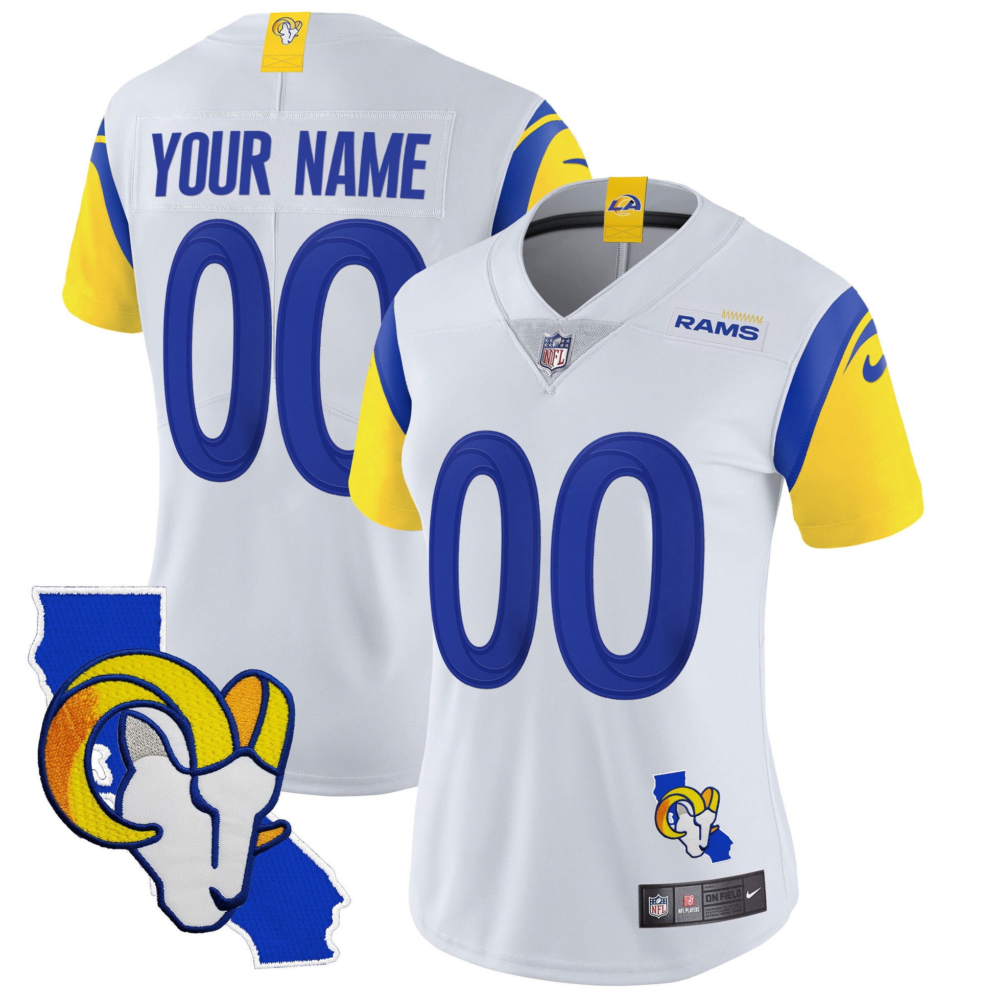 Rams California Patch Vapor Limited Custom Jersey - All Stitched