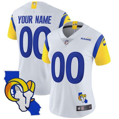 Rams California Patch Vapor Limited Custom Jersey - All Stitched