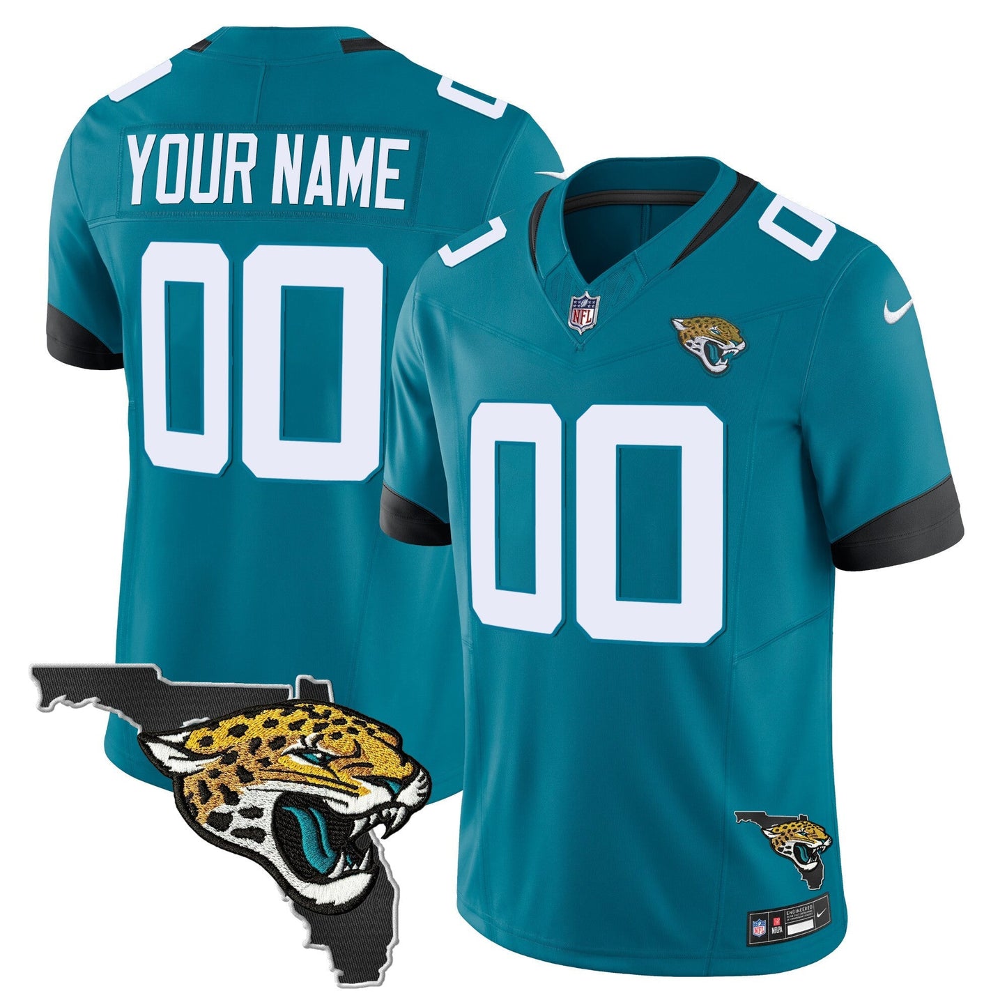 Jacksonville Jaguars Florida Patch Vapor Custom Jersey - All Stitched