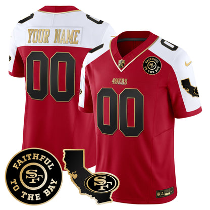 49ers Faithful & California Patch Vapor Custom Jersey - All Stitched