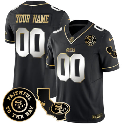 49ers Faithful & California Patch Vapor Custom Jersey - All Stitched