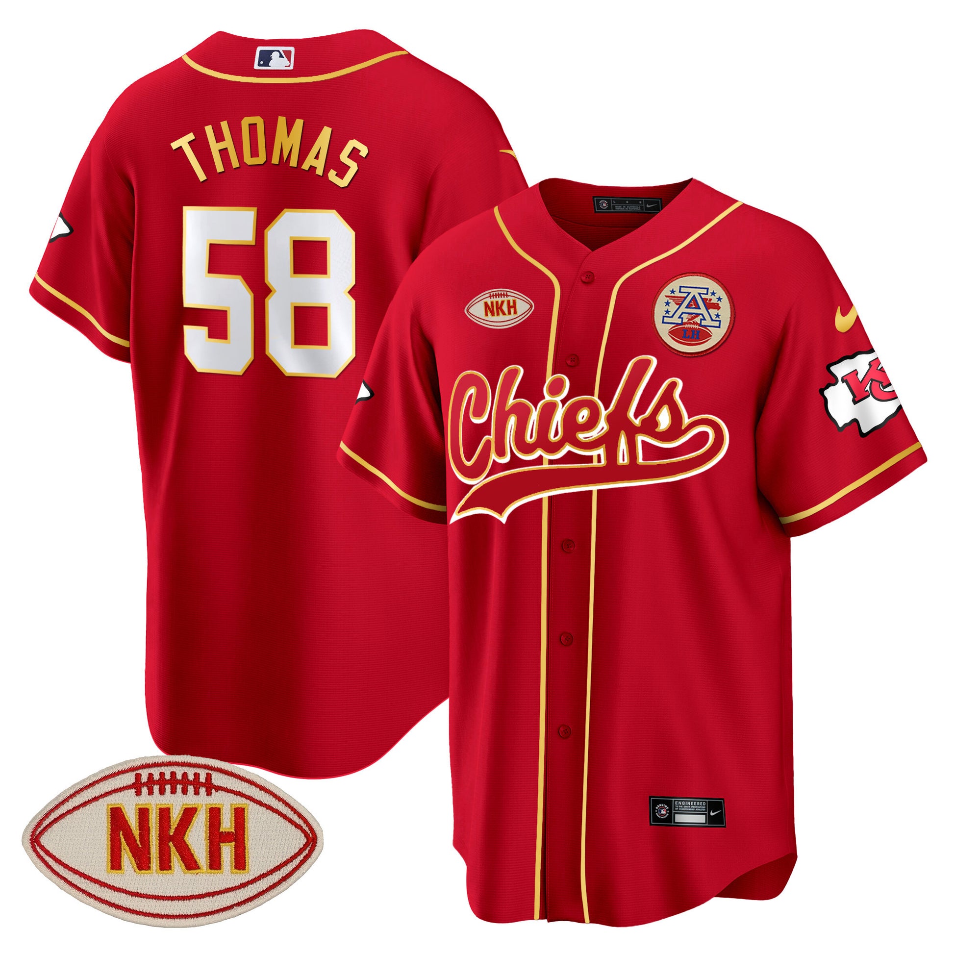 Men's Chiefs NKH Patch Baseball Jersey - All Stitched