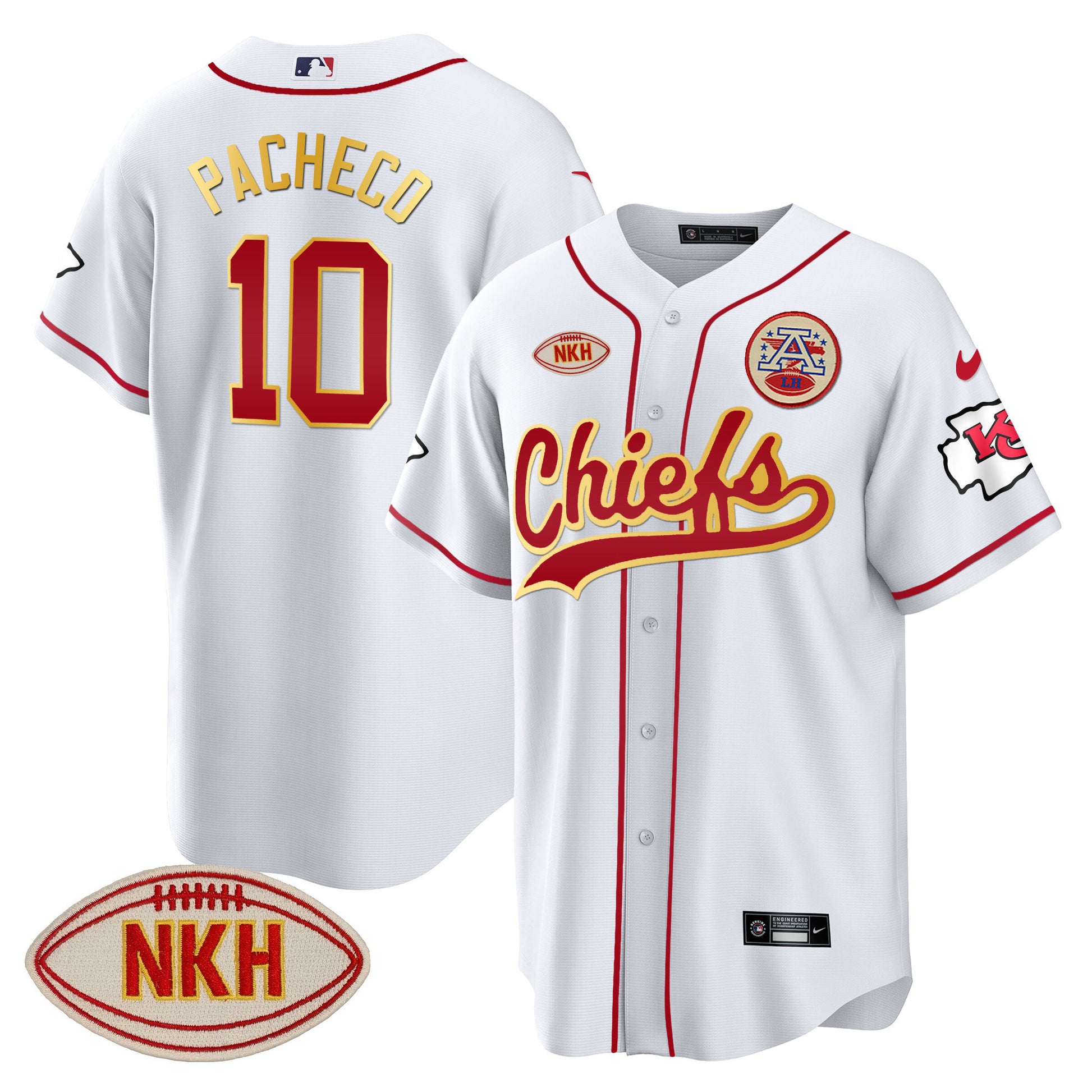 Men's Chiefs NKH Patch Baseball Jersey - All Stitched
