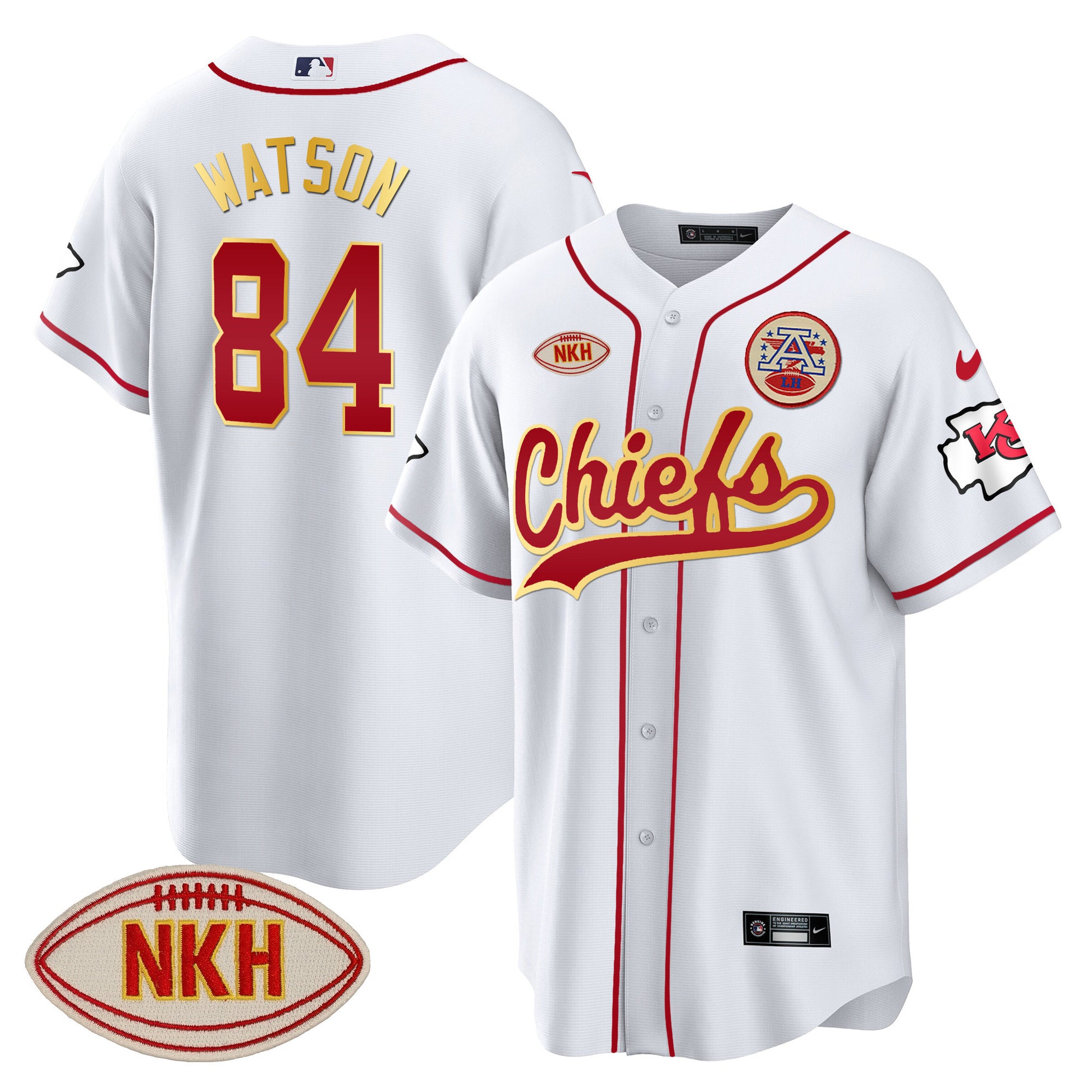 Men's Chiefs NKH Patch Baseball Jersey - All Stitched