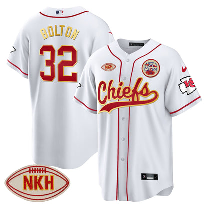 Men's Chiefs NKH Patch Baseball Jersey - All Stitched