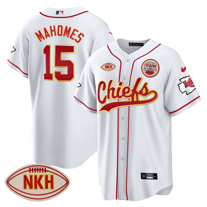 Men's Chiefs NKH Patch Baseball Jersey - All Stitched