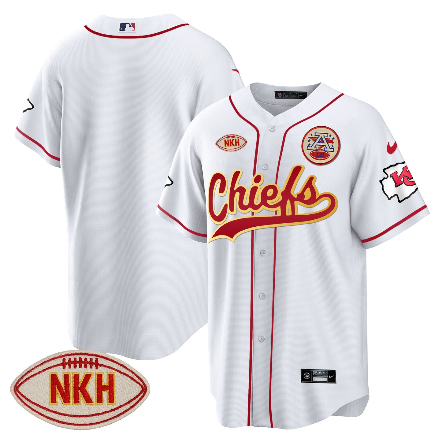 Men's Chiefs NKH Patch Baseball Jersey - All Stitched