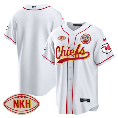 Men's Chiefs NKH Patch Baseball Jersey - All Stitched