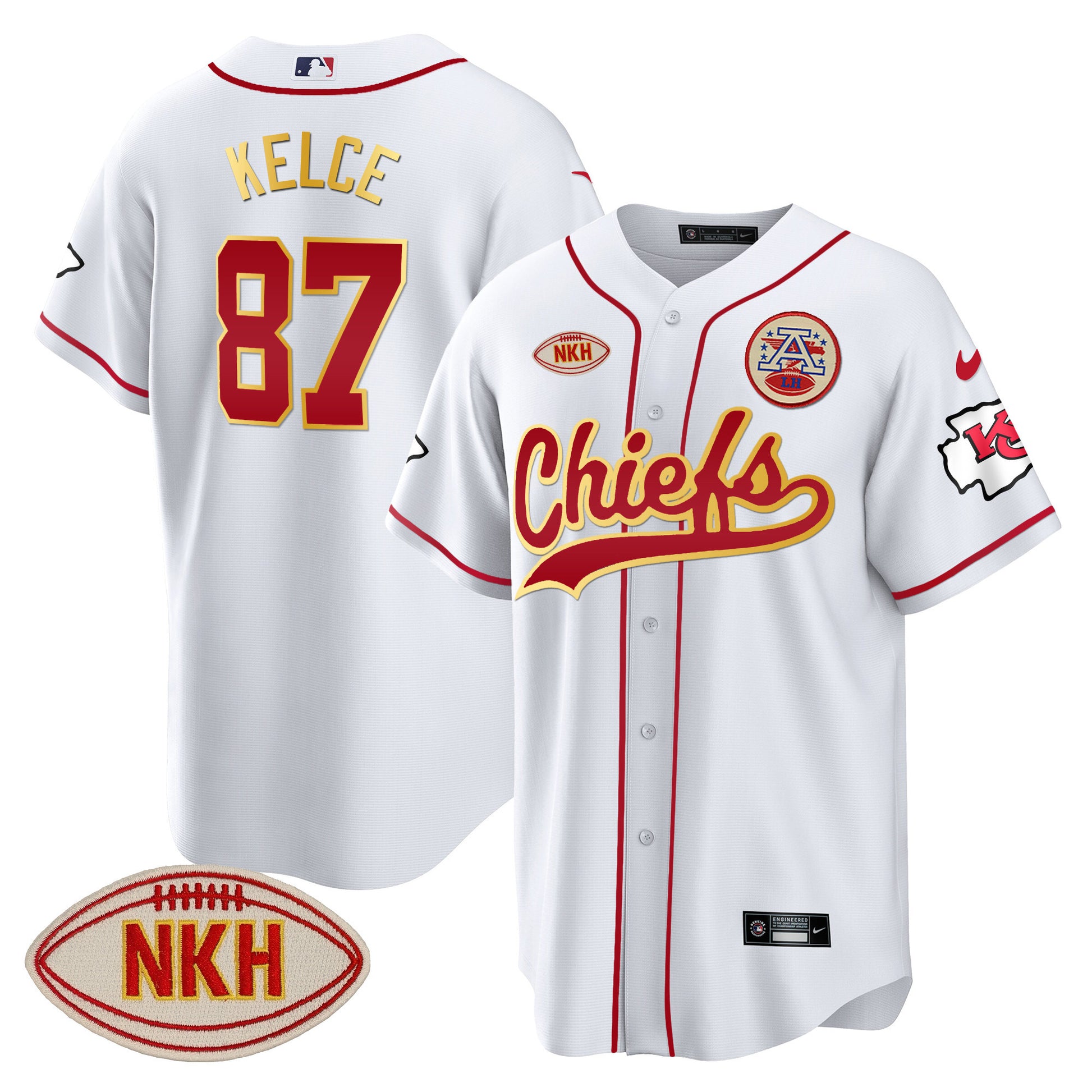 Men's Chiefs NKH Patch Baseball Jersey - All Stitched