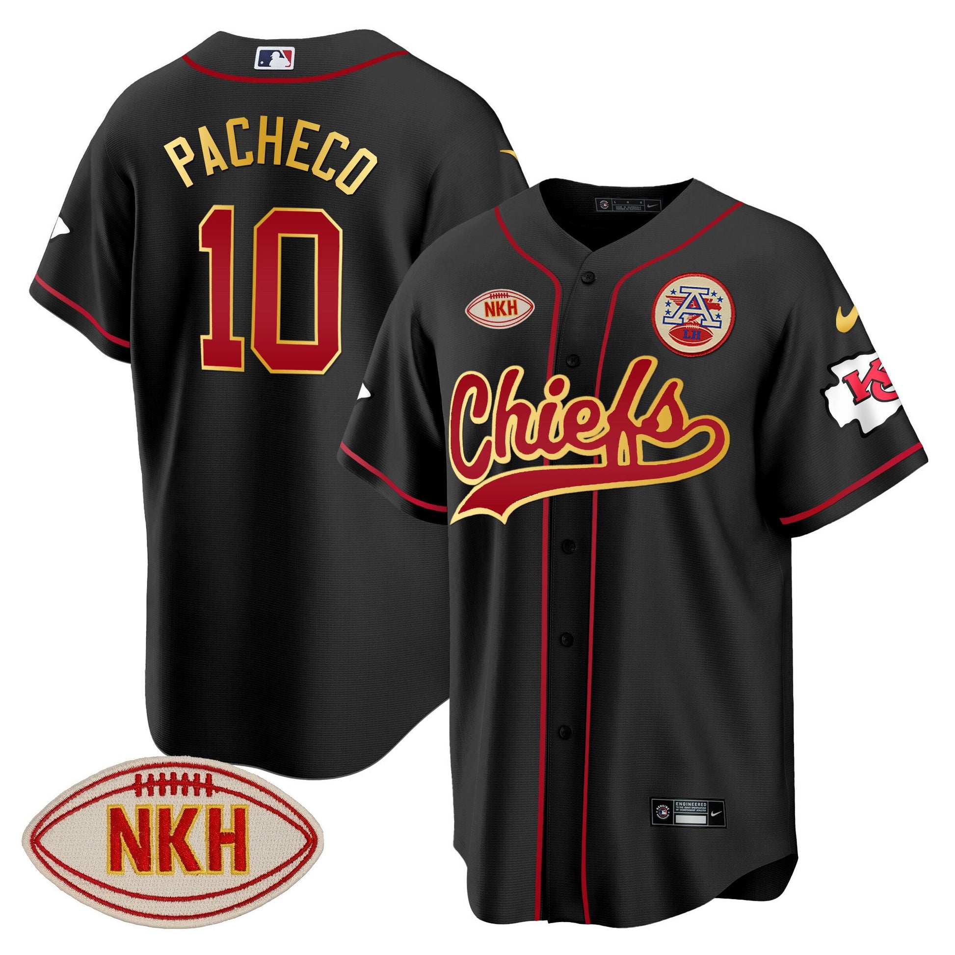Men's Chiefs NKH Patch Baseball Jersey - All Stitched