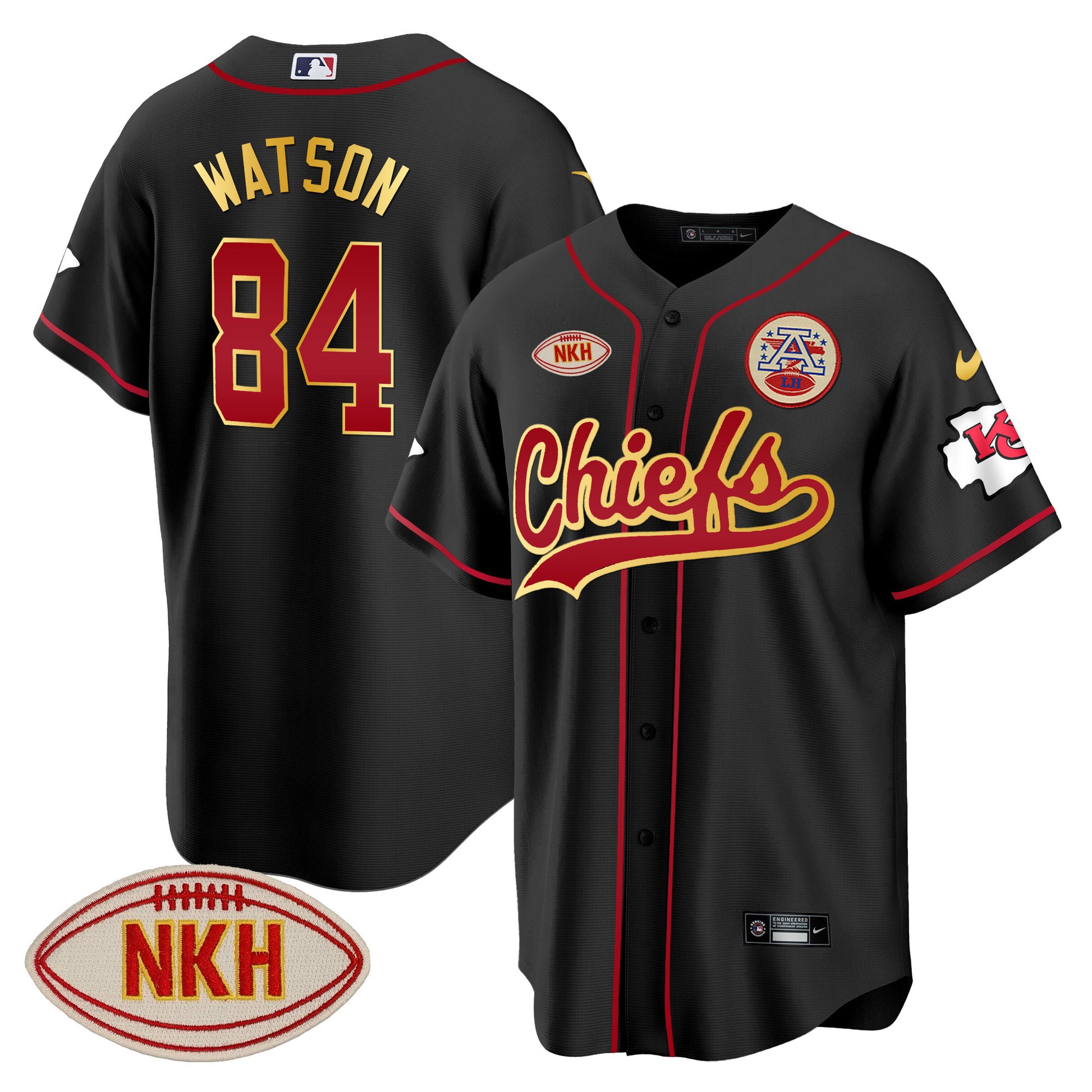 Men's Chiefs NKH Patch Baseball Jersey - All Stitched