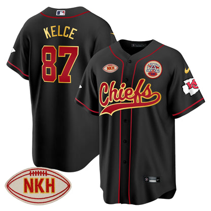 Men's Chiefs NKH Patch Baseball Jersey - All Stitched