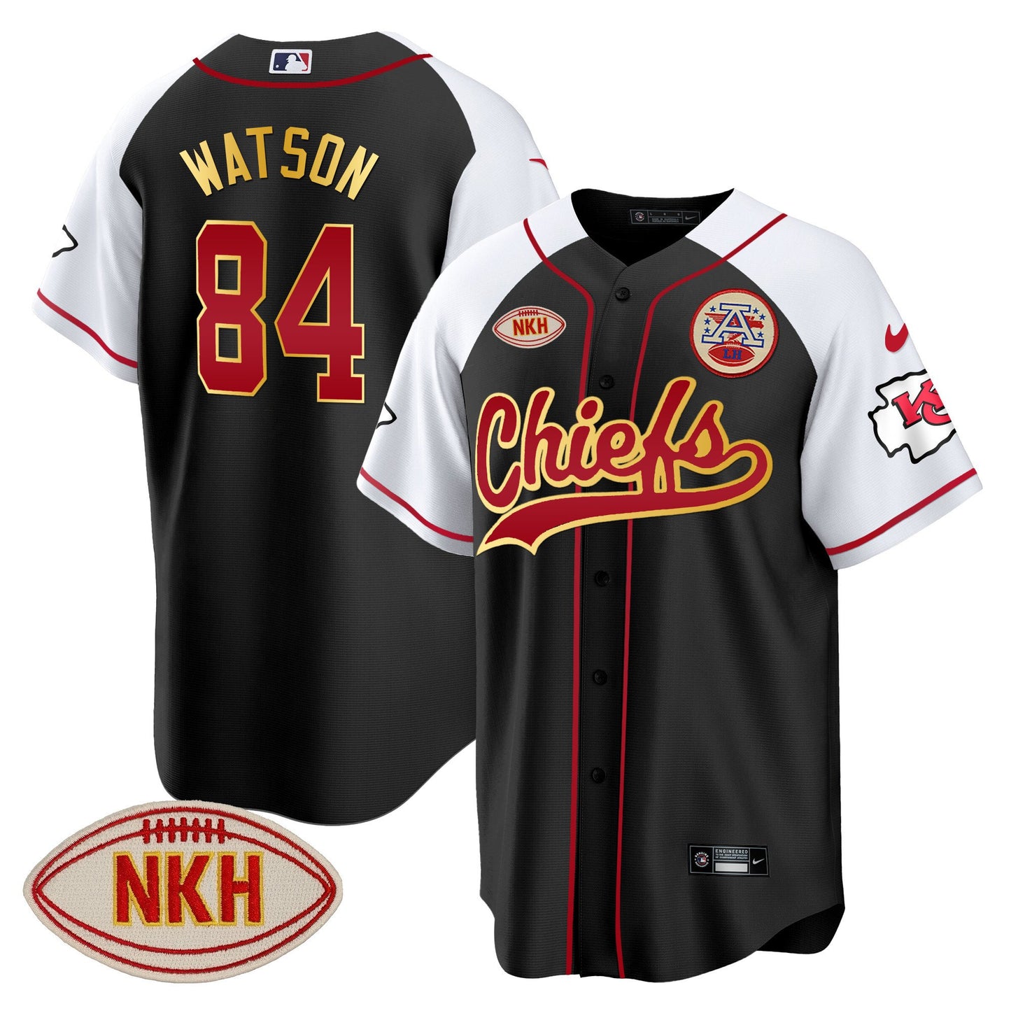 Men's Chiefs NKH Patch Baseball Jersey - All Stitched