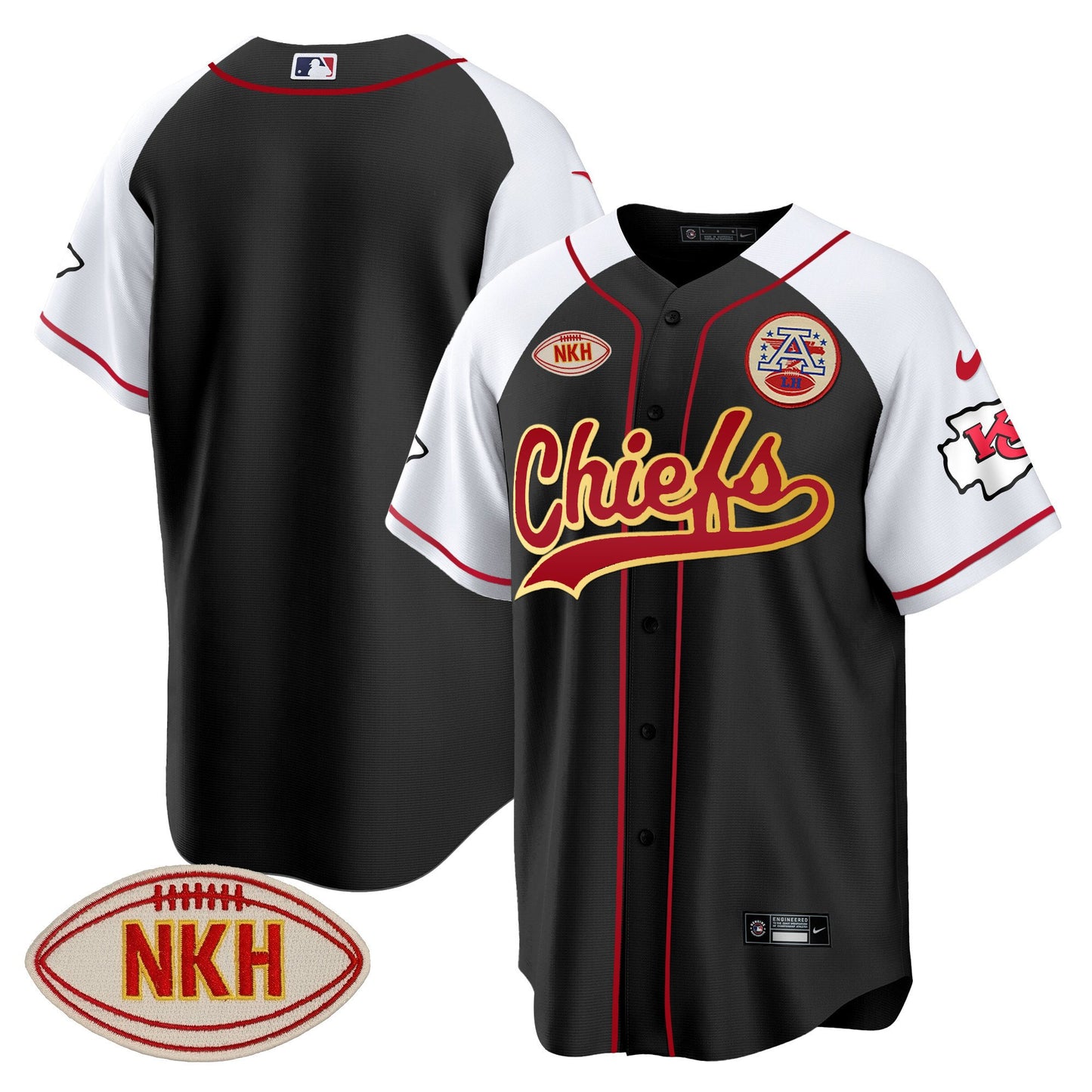 Men's Chiefs NKH Patch Baseball Jersey - All Stitched
