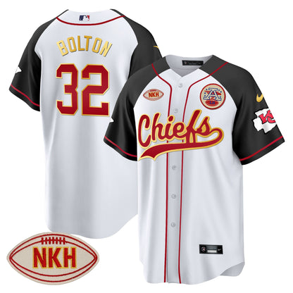 Men's Chiefs NKH Patch Baseball Jersey - All Stitched