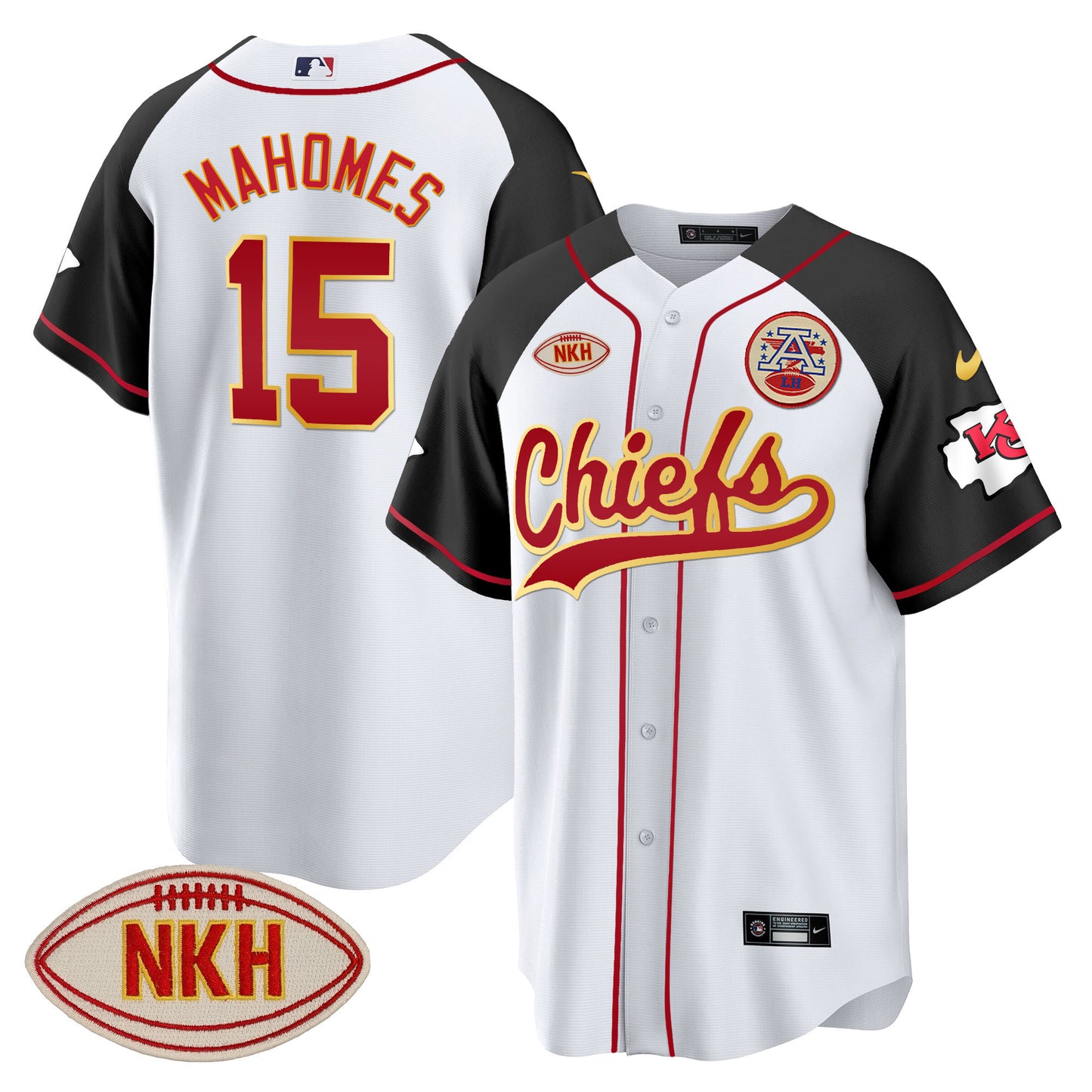 Men's Chiefs NKH Patch Baseball Jersey - All Stitched